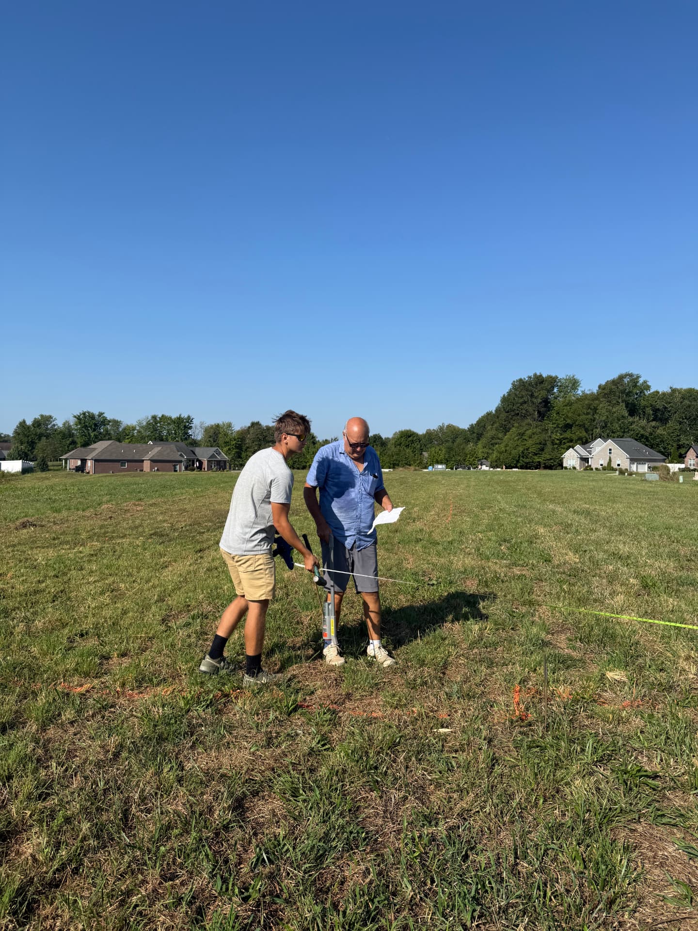 Brad and Kyle Sterchi working together at a residential construction site in Hawthorne II, Southern Indiana.